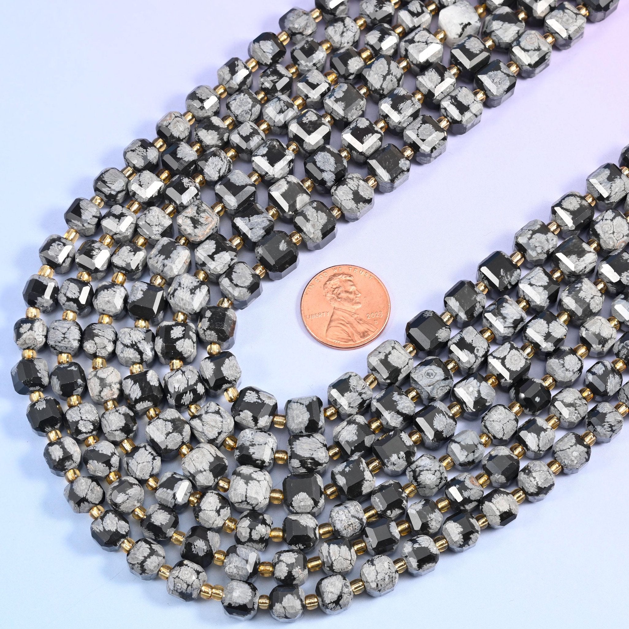 Snowflake Jasper Faceted Cube Beads, approximately 43 beads per 15 inch strand in 6mm