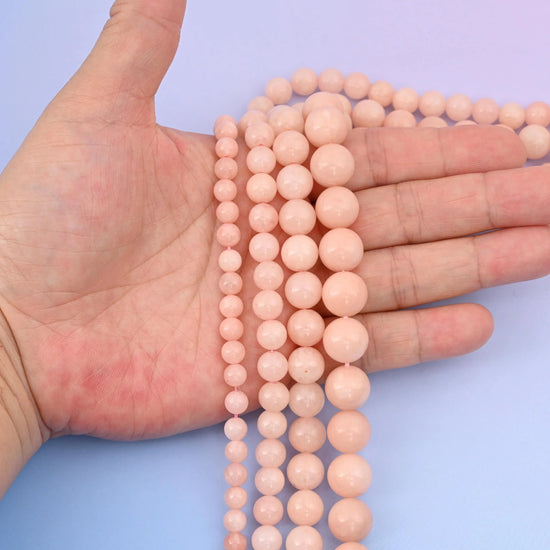 Pink Dyed Jade beads, round, 6mm to 12mm
