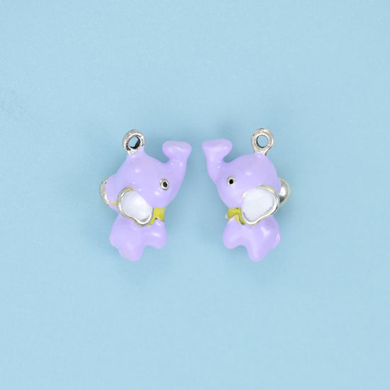 Enamel Elephant Charm 18K Gold Filled 18x12mm in multi-color pastel