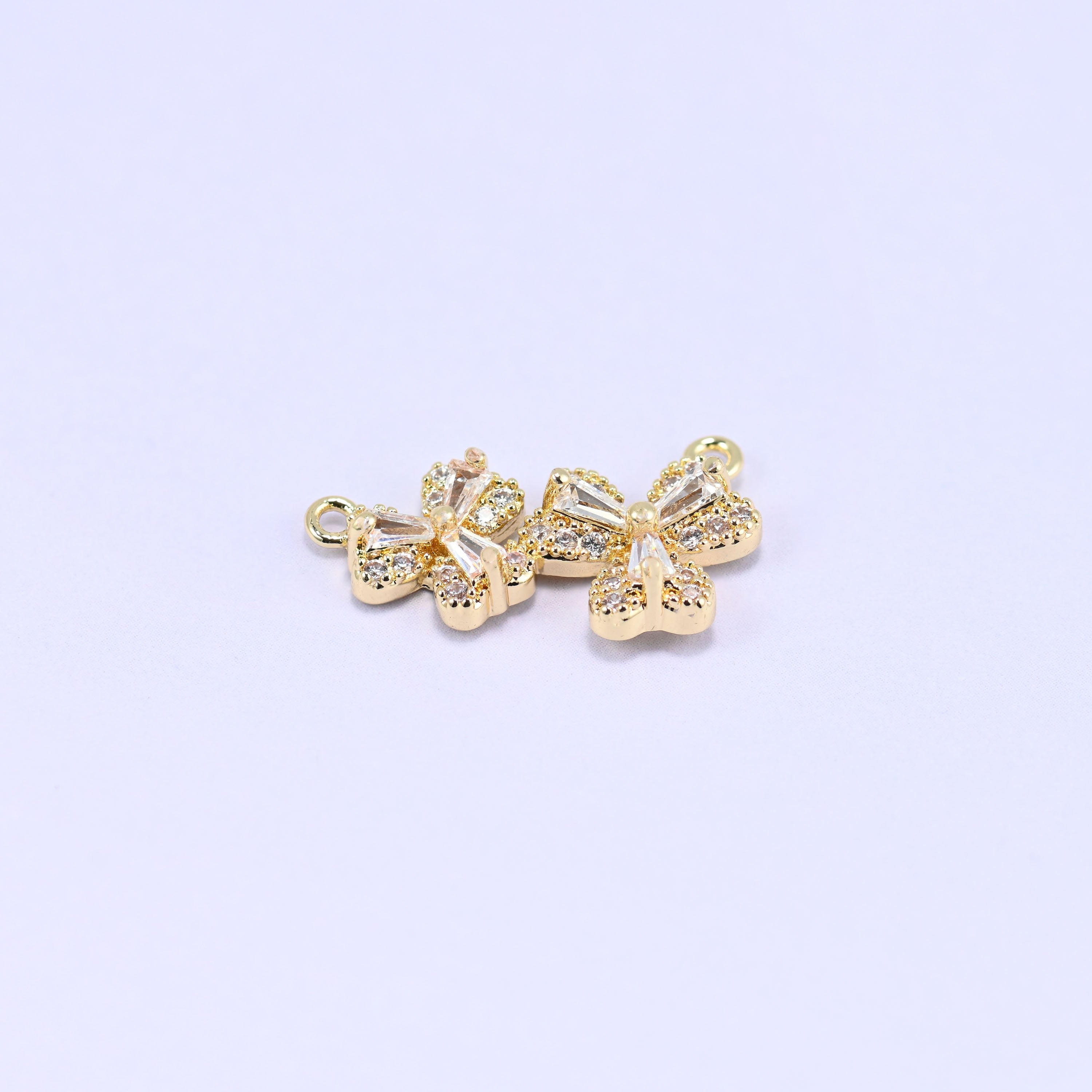 Flower Zircon Connector Pendants: 18K Gold Plated, Jewelry Making Supply
