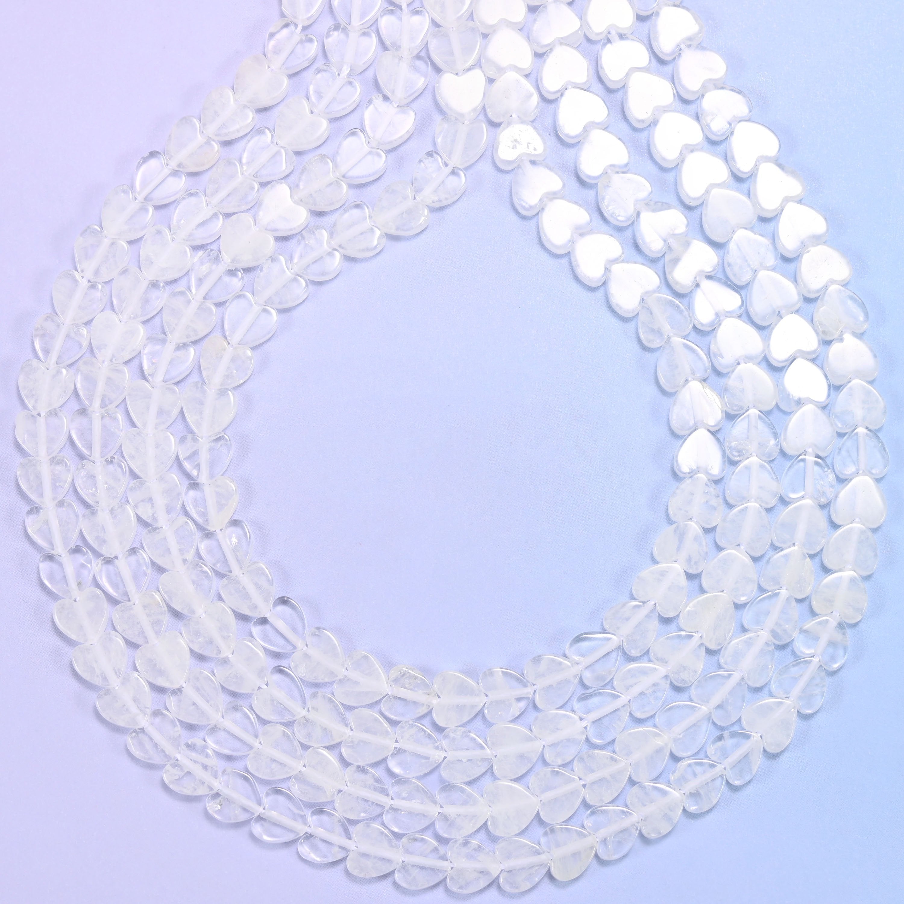Clear Quartz Flat Heart Beads 6mm, hole 0.8mm, centre drilled