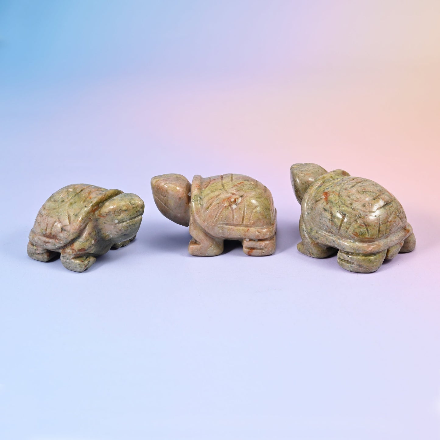 Hand-carved turtle figurine in natural gemstone
