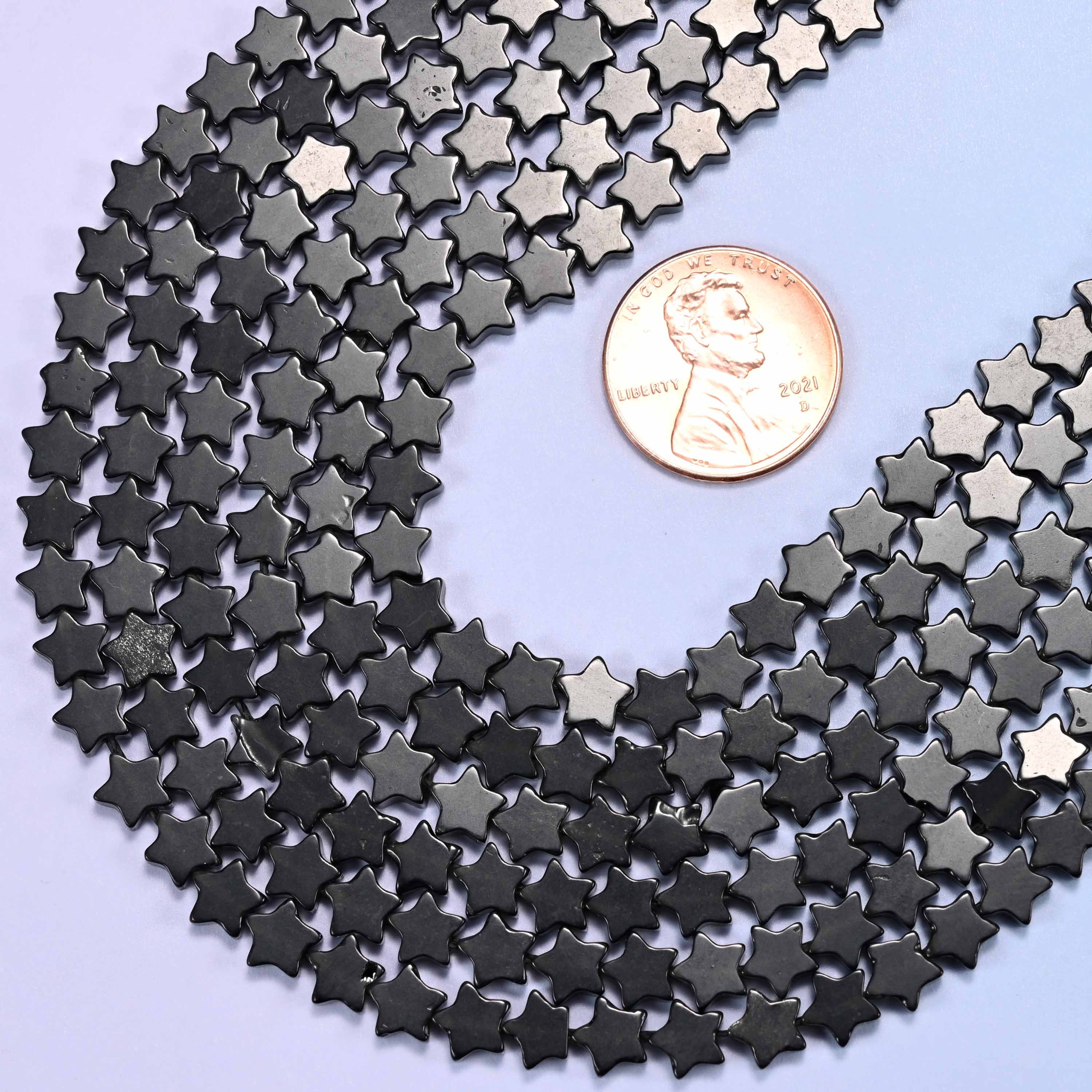 Black Obsidian Flat Star Beads: Size 6mm, Jewelry Making, 15 Inch Strand