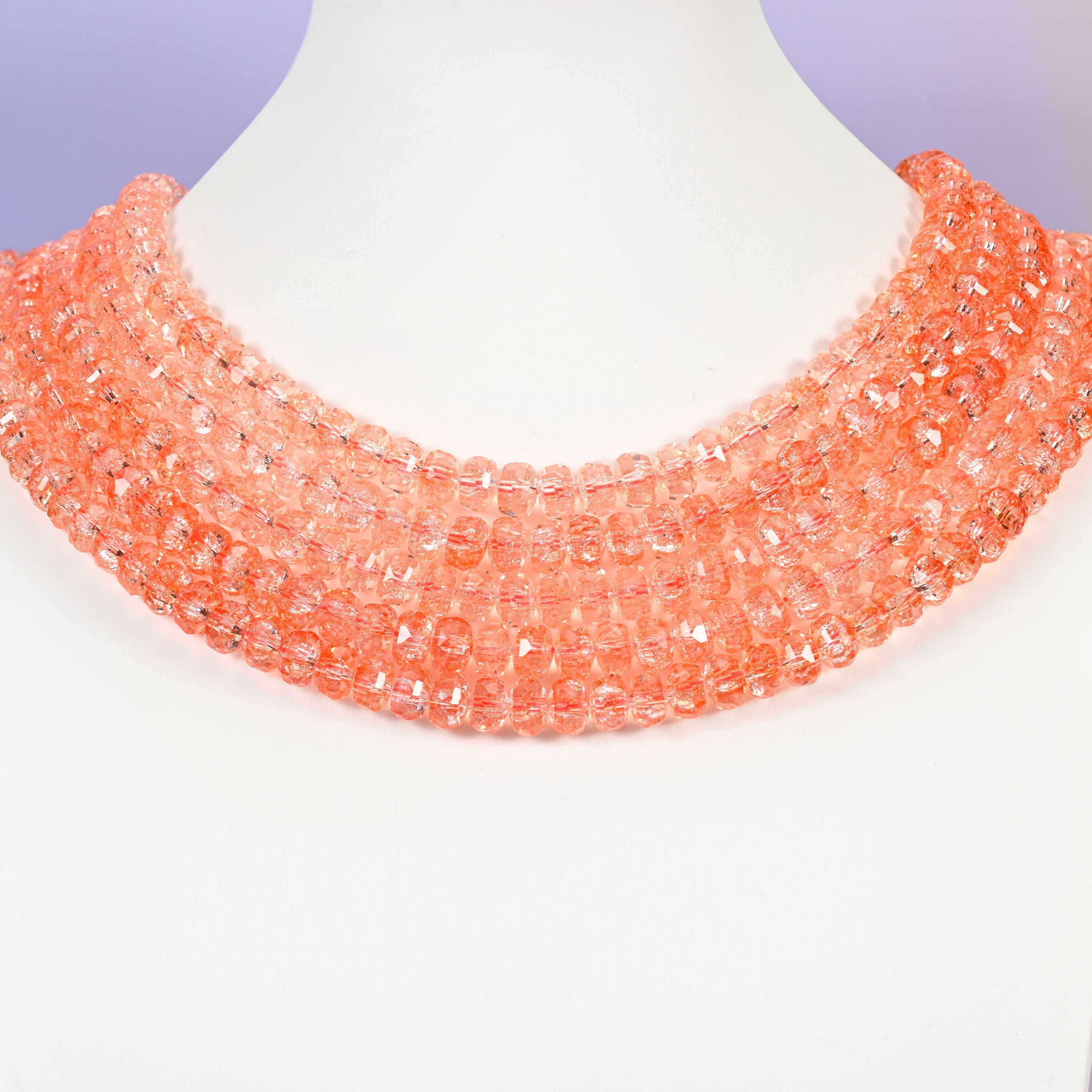 Transparent orange glass beads, faceted rondelle shape, 5x8mm