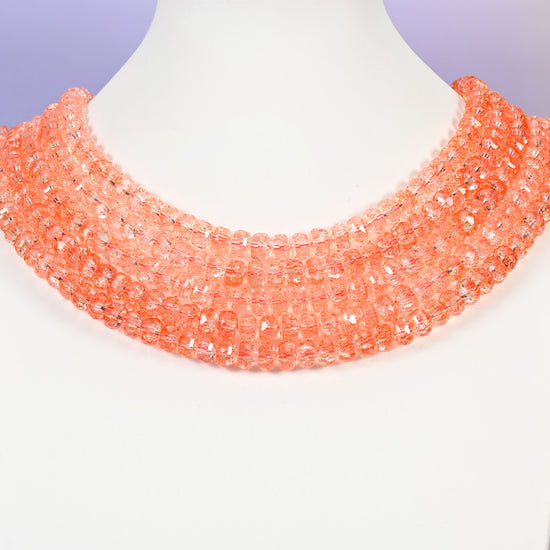 Transparent orange glass beads, faceted rondelle shape, 5x8mm