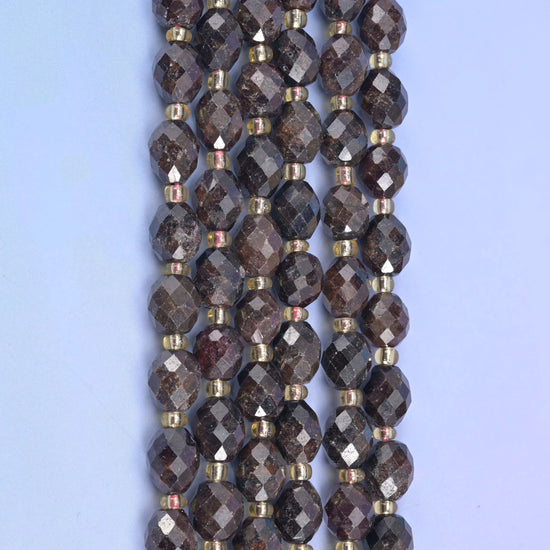 Red Garnet rice barrel beads, 15.5 inch strand
