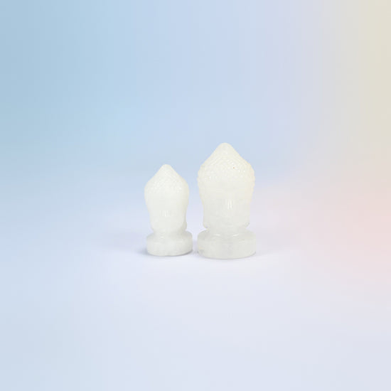 Natural clear quartz Buddha head carvings, milky white, 1.5 inch and 2 inch