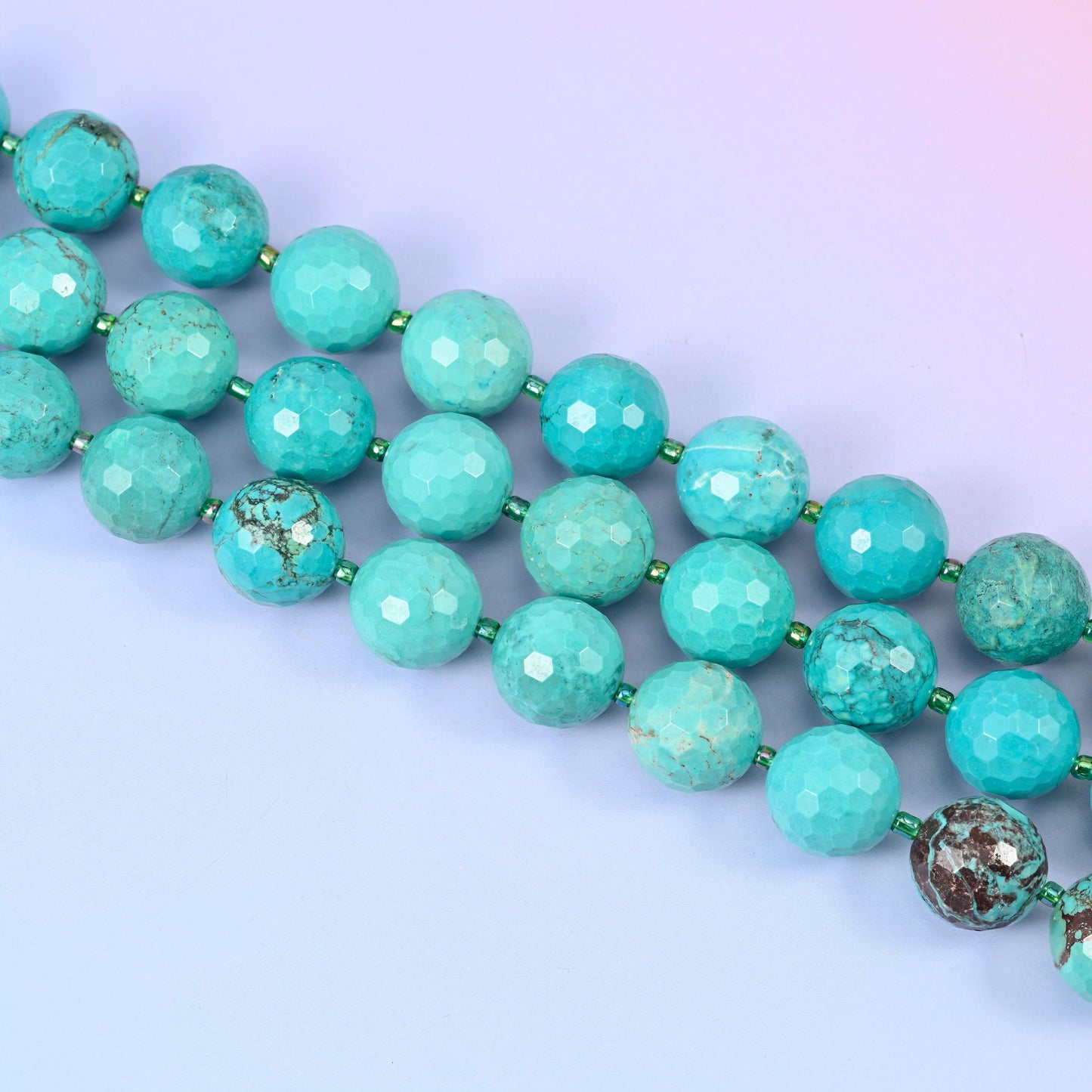 Faceted round cut Green Howlite beads