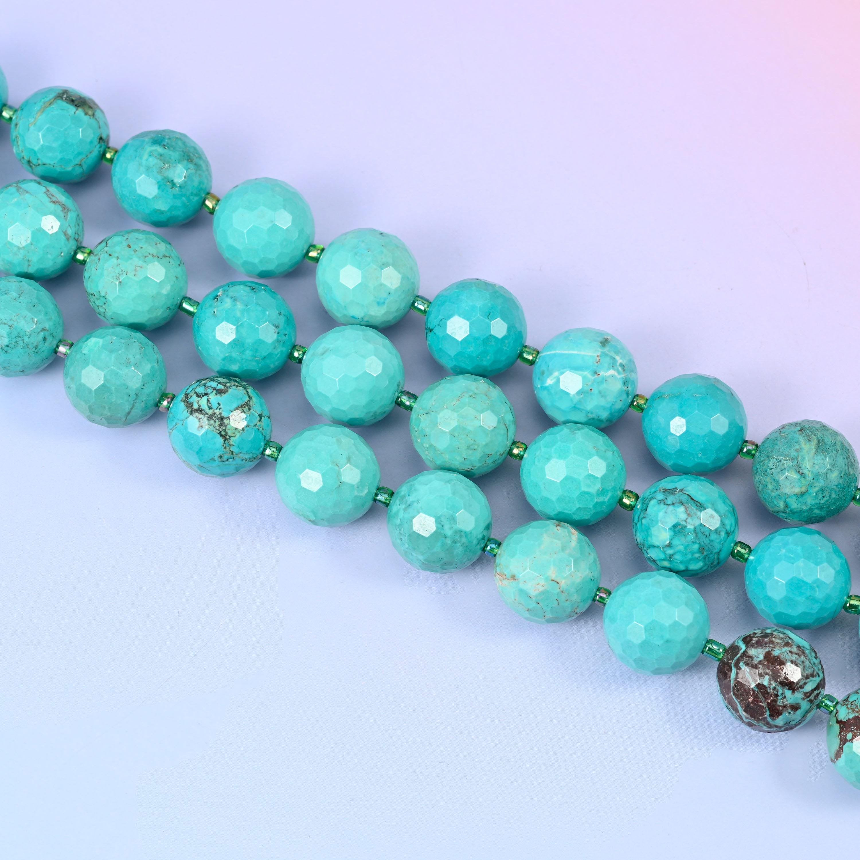Faceted round cut Green Howlite beads