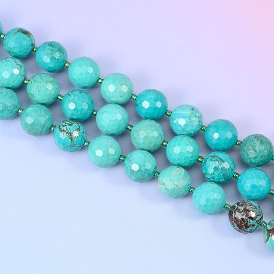 Faceted round cut Green Howlite beads