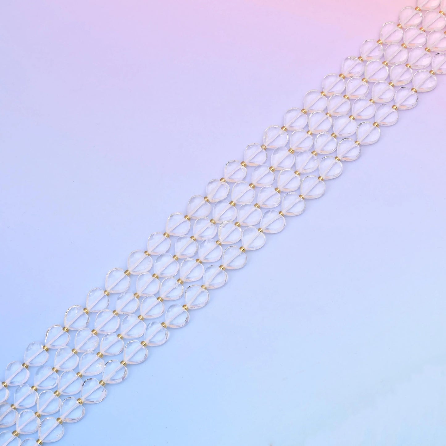 Faceted heart cut Clear Quartz beads for jewellery making