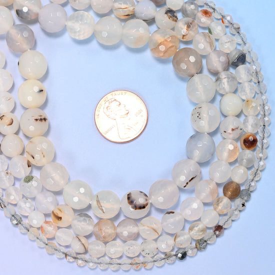 Black Flower Agate Faceted Round Beads 4mm 6mm 8mm 10mm, 4mm approximately 86 beads / 6mm approximately 58 beads / 8mm approximately 45 beads / 10mm approximately 35 beads