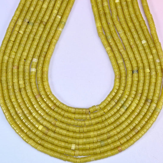 Lemon Jade Smooth Heishi Disc Beads: Jewelry Making Supply, 15.5 Inch Strand