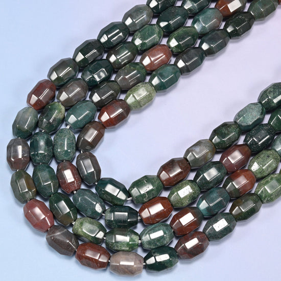 Natural Indian Agate Faceted Barrel Beads, 15 inch strand, approximately 28 beads.