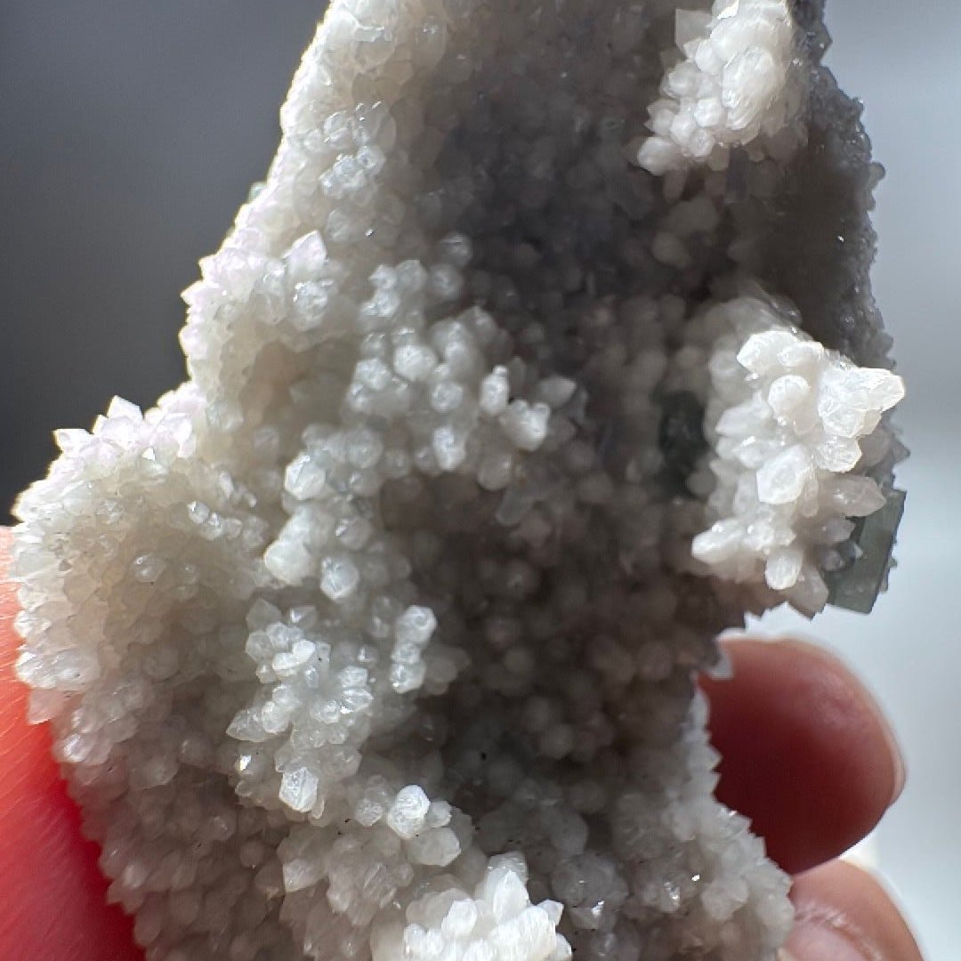 Natural White Frosted Crystal with Blue Green Cubic Fluorite Specimen, mined in China