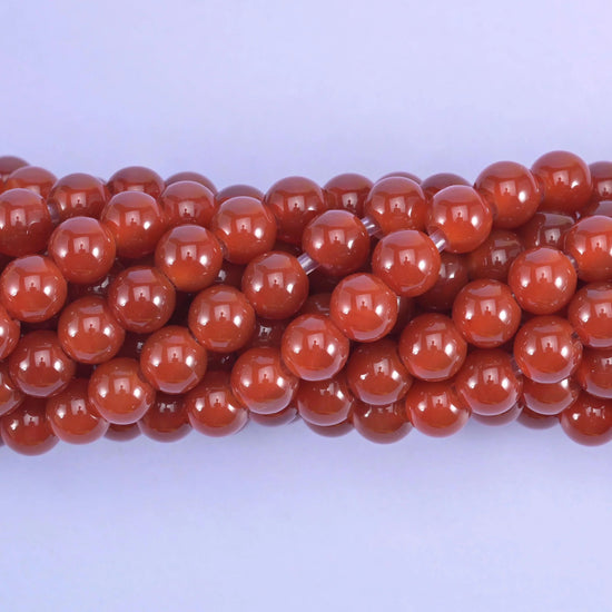 Red Agate 2mm Large Hole Round Beads 6mm 8mm 10mm, 8 inch half strand