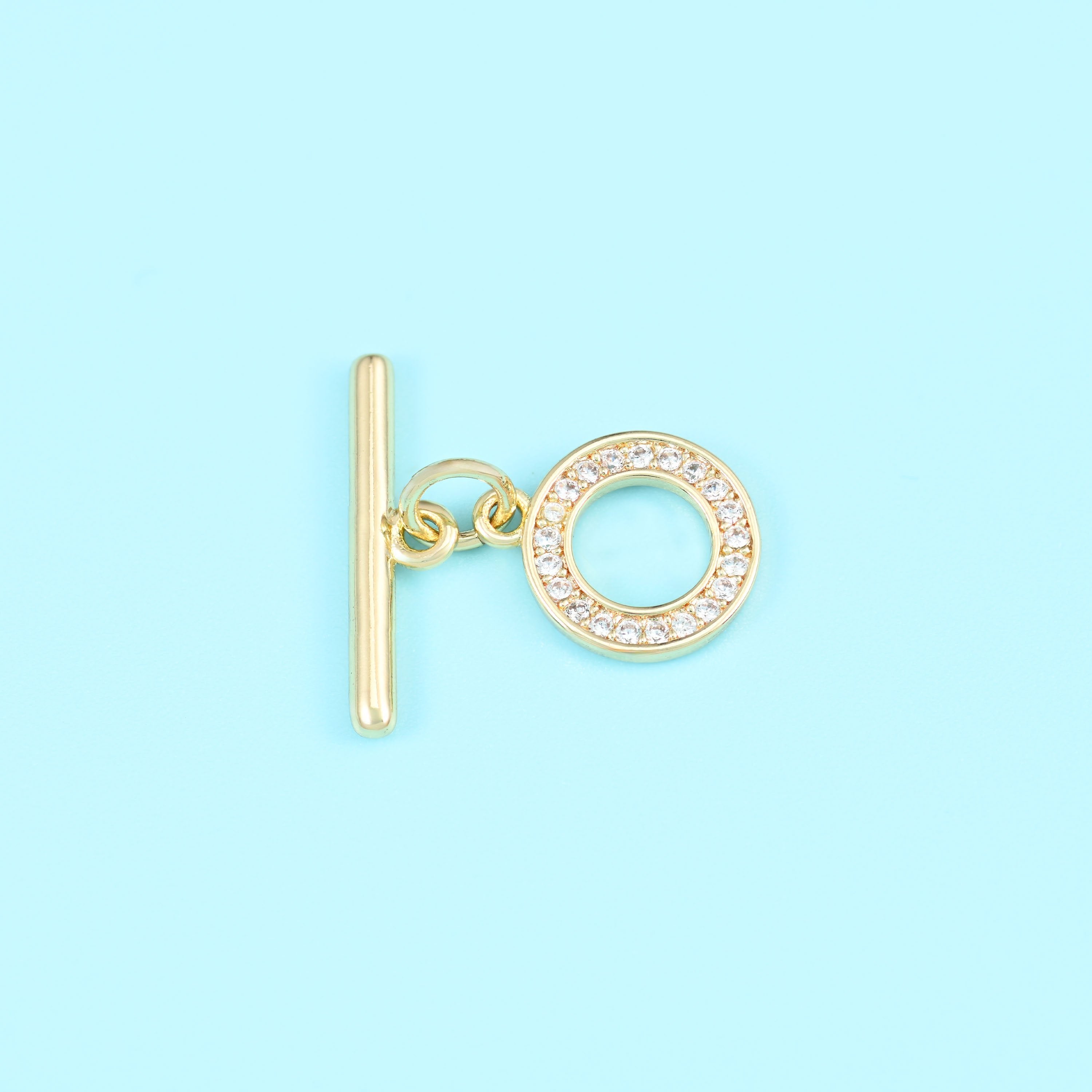 18K Gold Filled Round Zircon Toggle Clasp