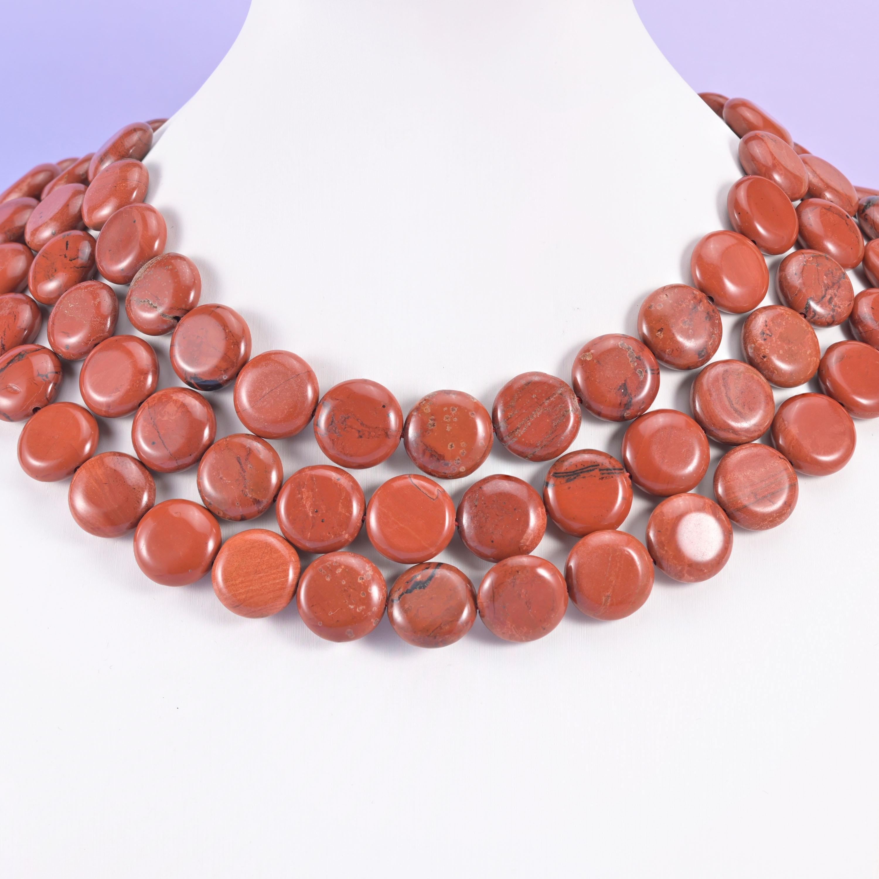 Red Jasper beads, coin shape, 15mm