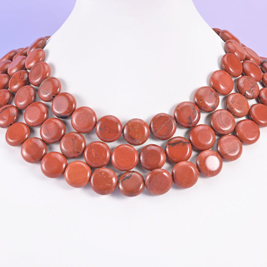 Red Jasper beads, coin shape, 15mm