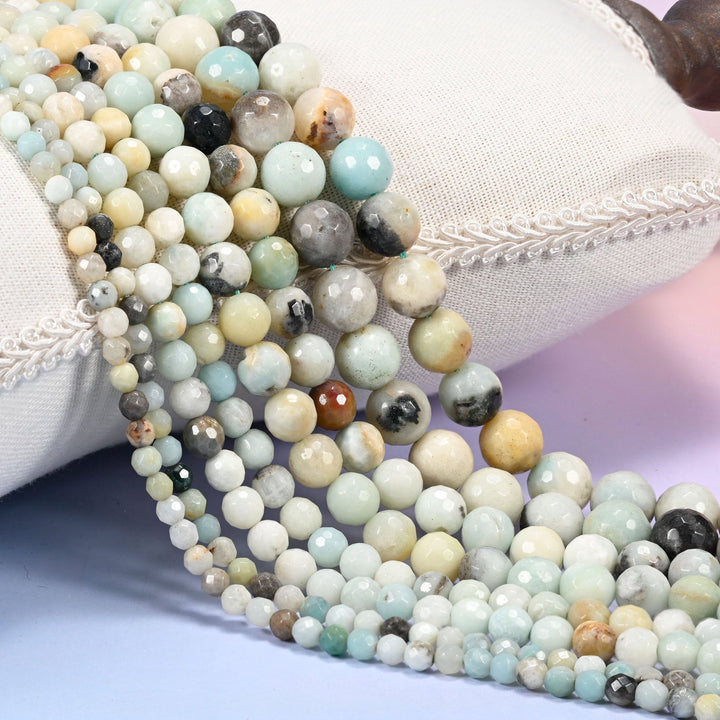 Multicolor Amazonite Faceted Round Beads