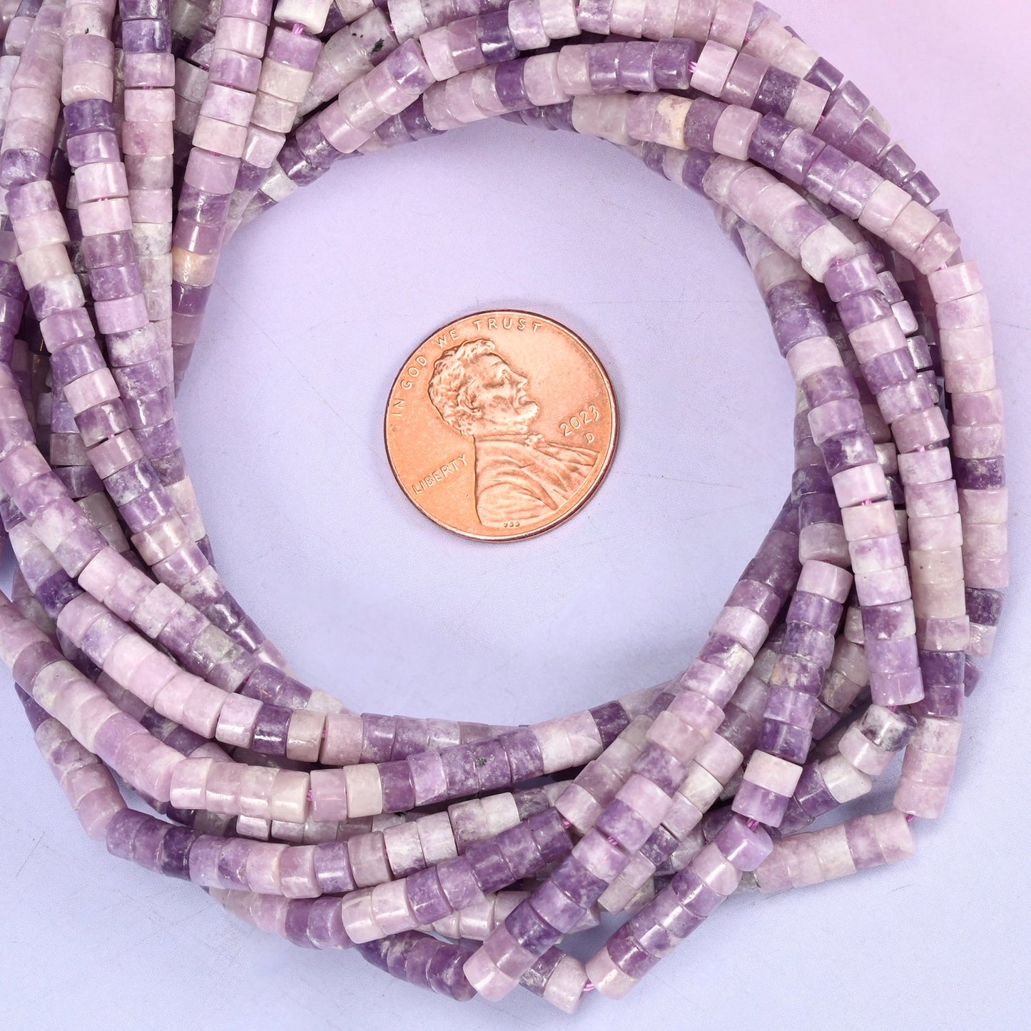 Lepidolite Smooth Heishi Disc Beads: Jewelry Making Supply, 15.5 Inch Strand