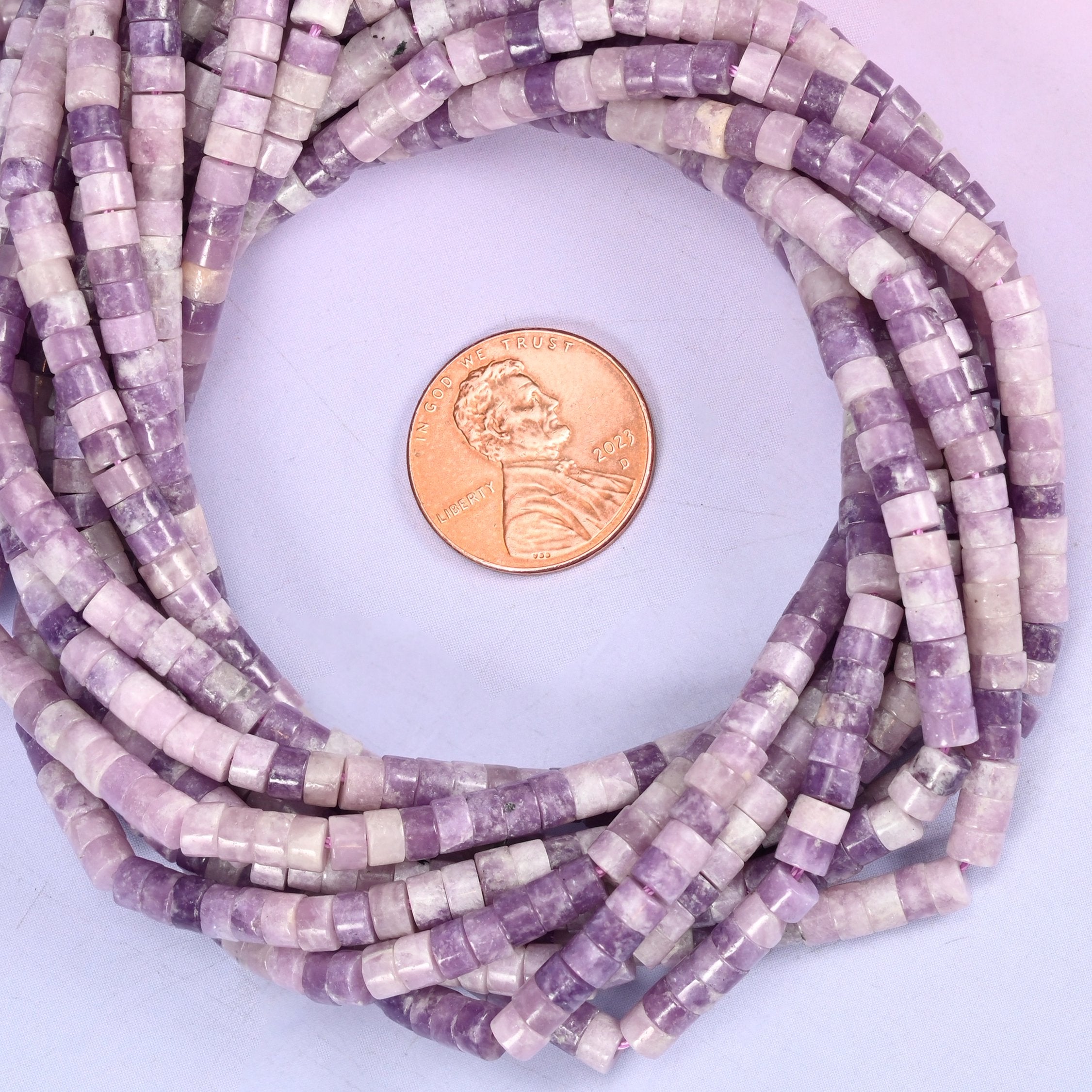 Lepidolite Smooth Heishi Disc Beads: Jewelry Making Supply, 15.5 Inch Strand