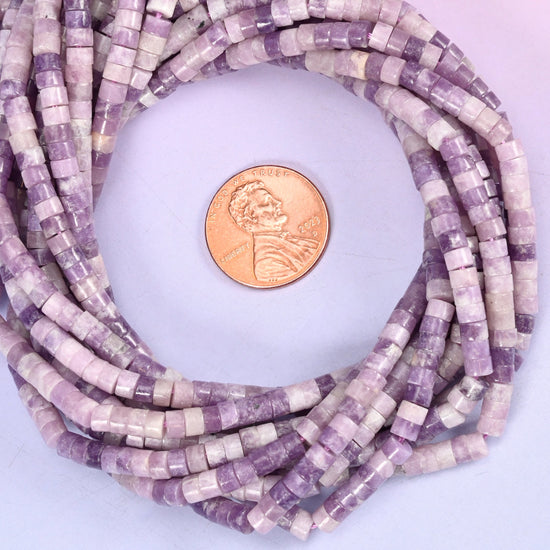 Lepidolite Smooth Heishi Disc Beads: Jewelry Making Supply, 15.5 Inch Strand