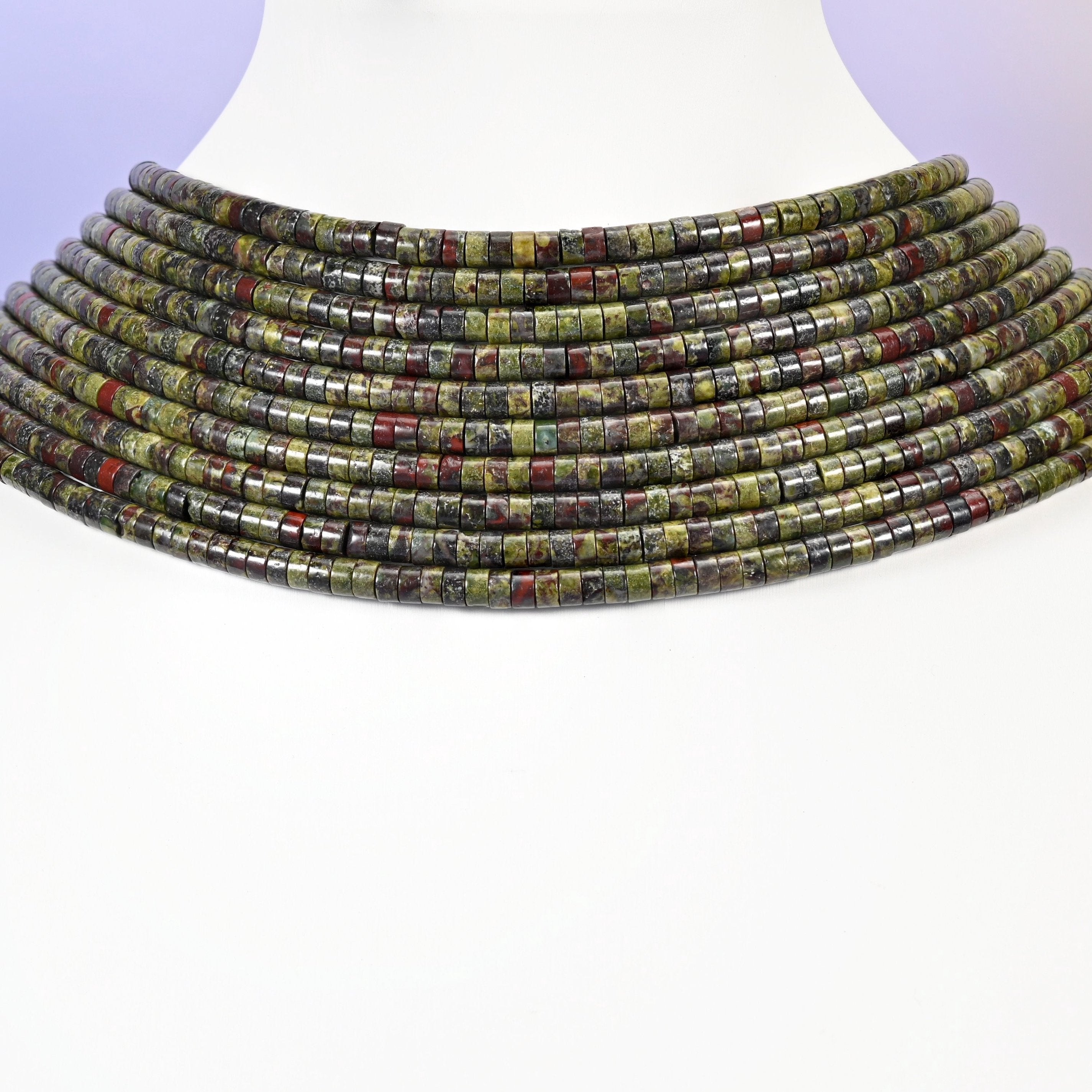 Dragon Blood Stone beads, smooth heishi disc, 2x4mm