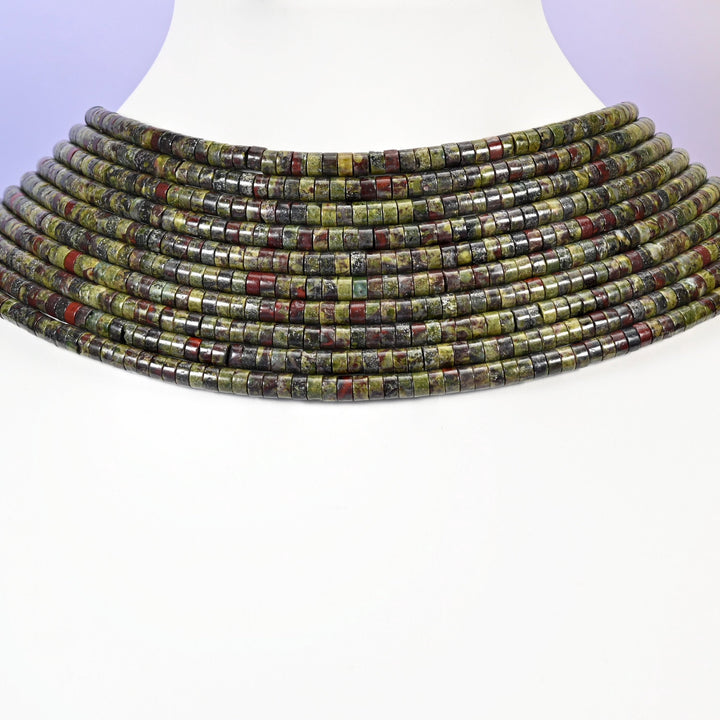 Dragon Blood Stone beads, smooth heishi disc, 2x4mm