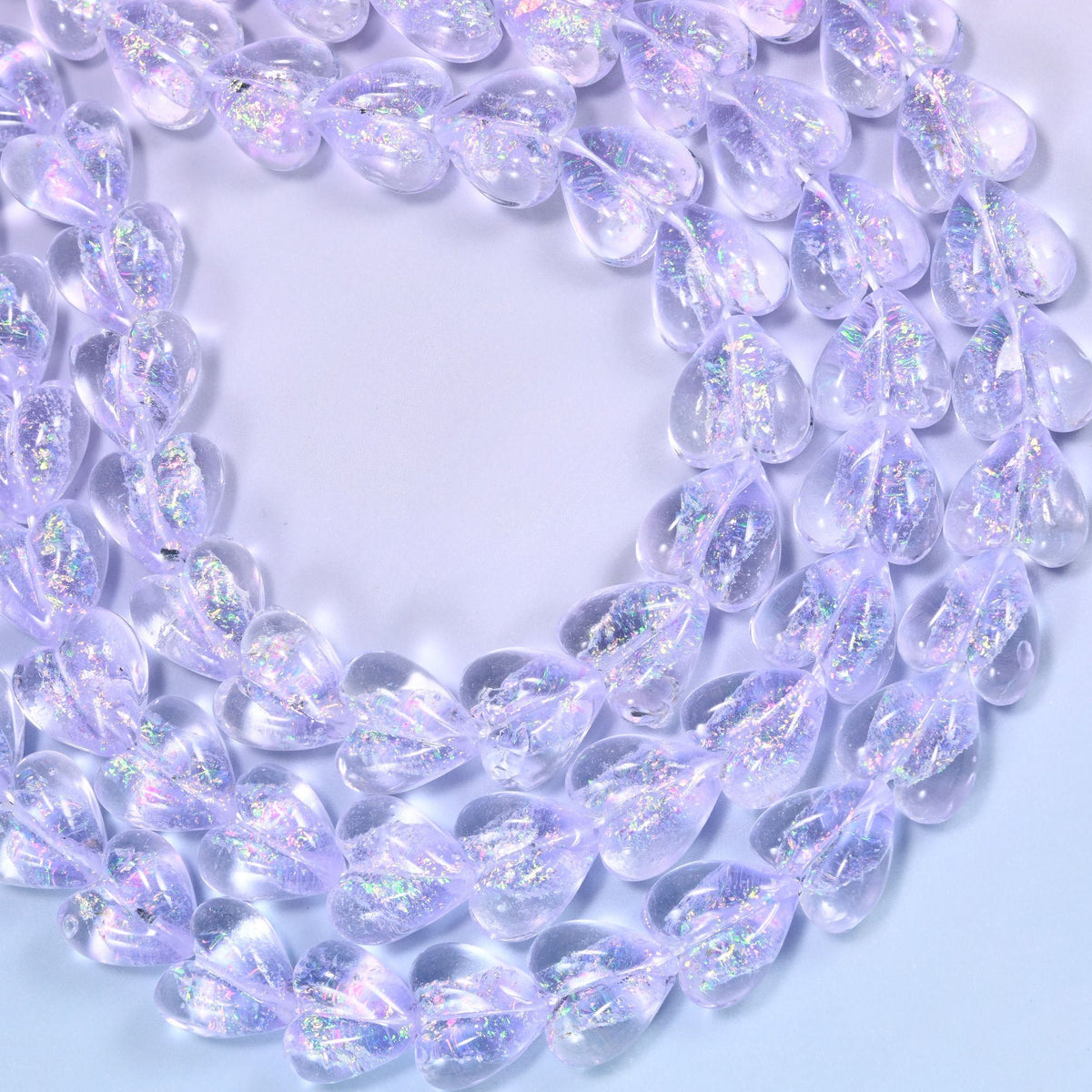 Iridescent Light Purple Heart Glass Beads, drill hole approximately 1.5mm