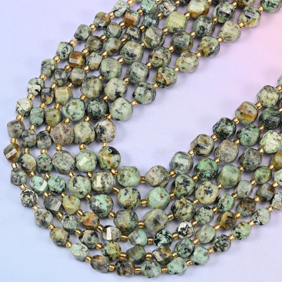 African Howlite Spiral Twist Beads 8mm 10mm, approximately 15 inches
