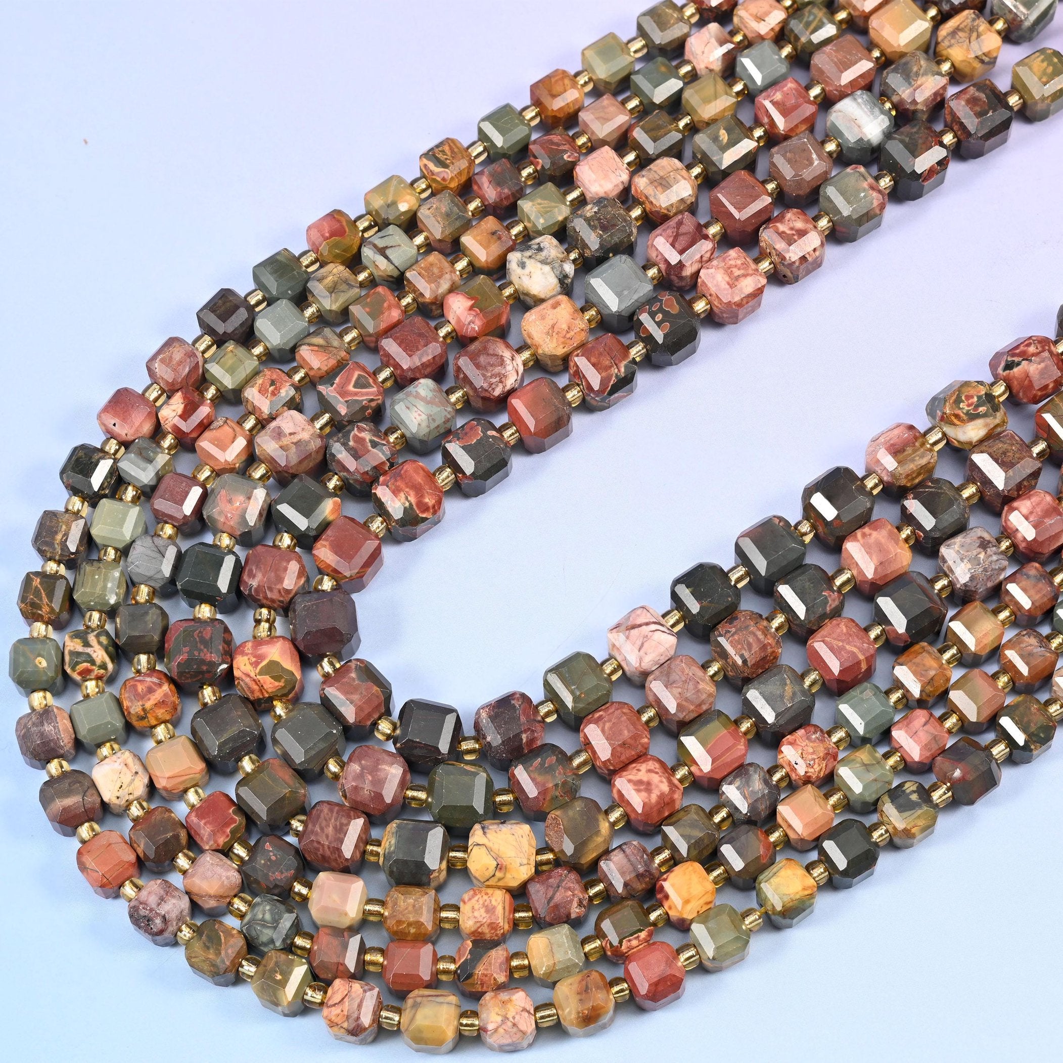 Red Howlite Faceted Cube Beads, 15 inch strand