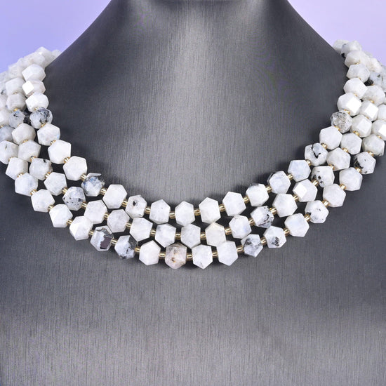 8 Sides Diamond Cut Gemstone Beads 10mm, approximately 36 beads per strand