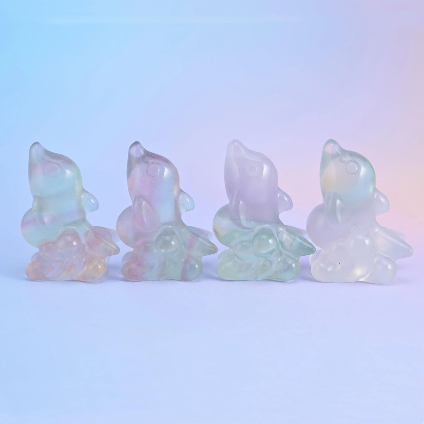 Hand-carved and polished fluorite dolphin figurine