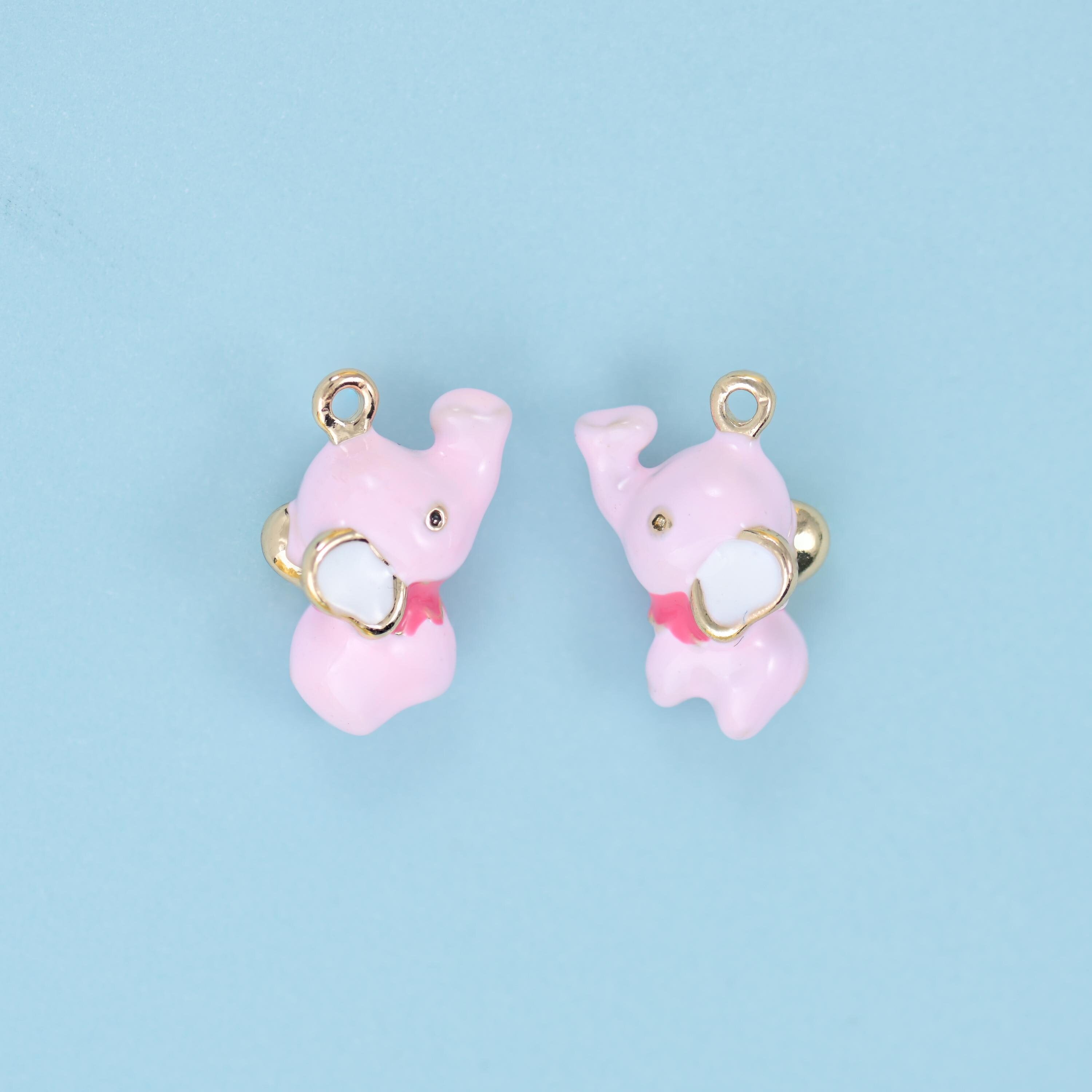 Enamel Elephant Charm 18K Gold Filled 18x12mm, 1 Piece