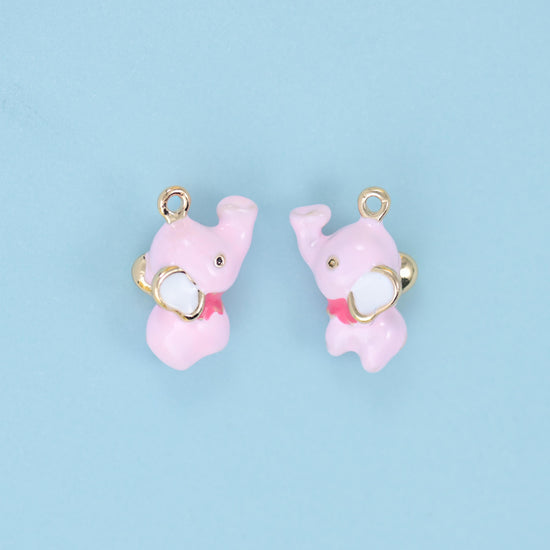 Enamel Elephant Charm 18K Gold Filled 18x12mm, 1 Piece