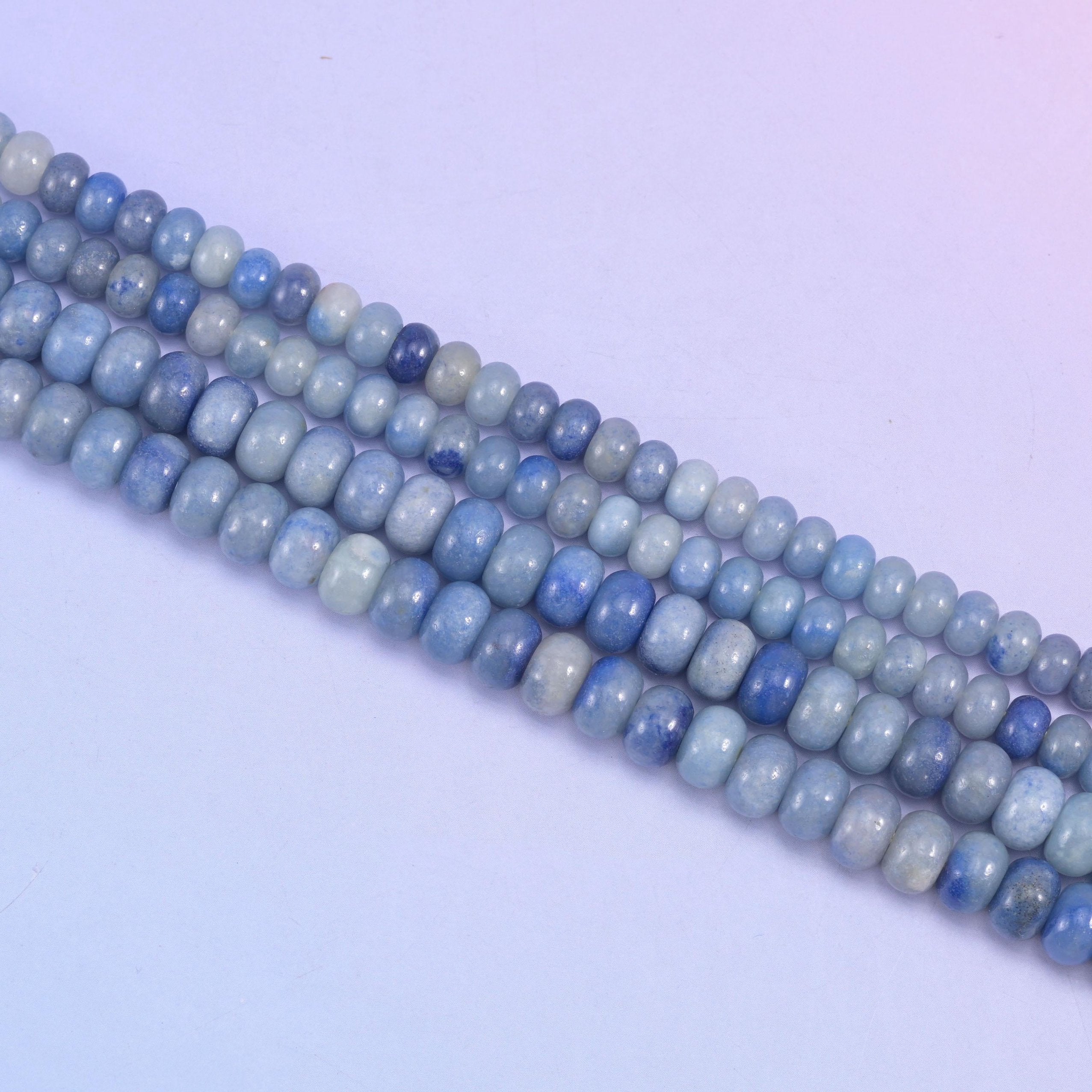 Blue Aventurine Smooth Rondelle Beads 4x6mm 5x8mm in powder blue to deep navy