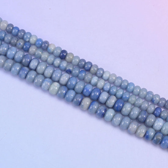 Blue Aventurine Smooth Rondelle Beads 4x6mm 5x8mm in powder blue to deep navy