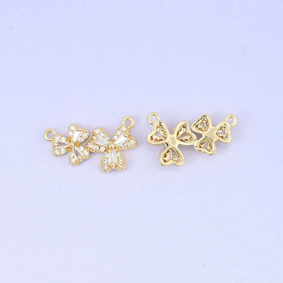 Flower Zircon Connector Pendants: 18K Gold Plated, Jewelry Making Supply