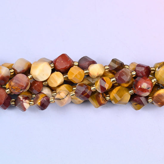Mookaite Faceted Spiral Twist Beads, 8mm approximately 38 beads / 10mm approximately 31 beads