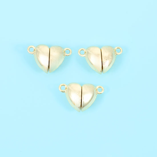 18K gold filled heart magnetic clasp in polished gold-tone
