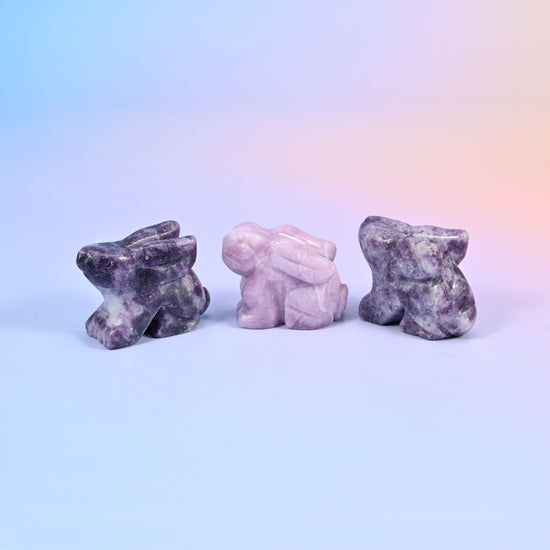 Polished gemstone rabbit carving, 1.5 inch display piece for shelf, desk or pocket keepsake
