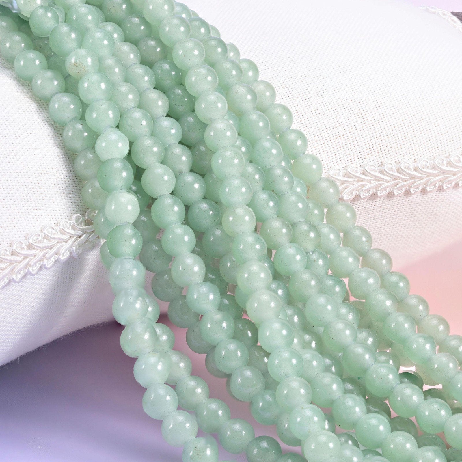 Green Aventurine Large Hole Round Beads 6mm 8mm 10mm