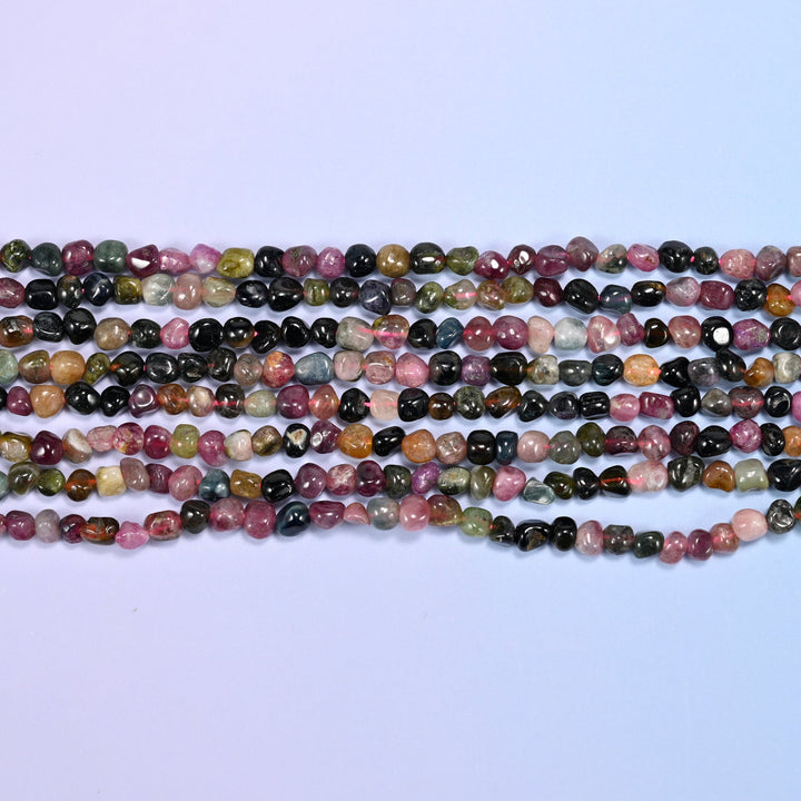Colorful Tourmaline Tiny Nugget Beads: Jewelry Making 15.5" Strand