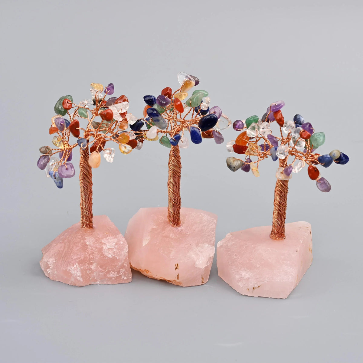 Rose quartz gemstone tree in a choice of six leaf stones including green aventurine, amethyst and citrine