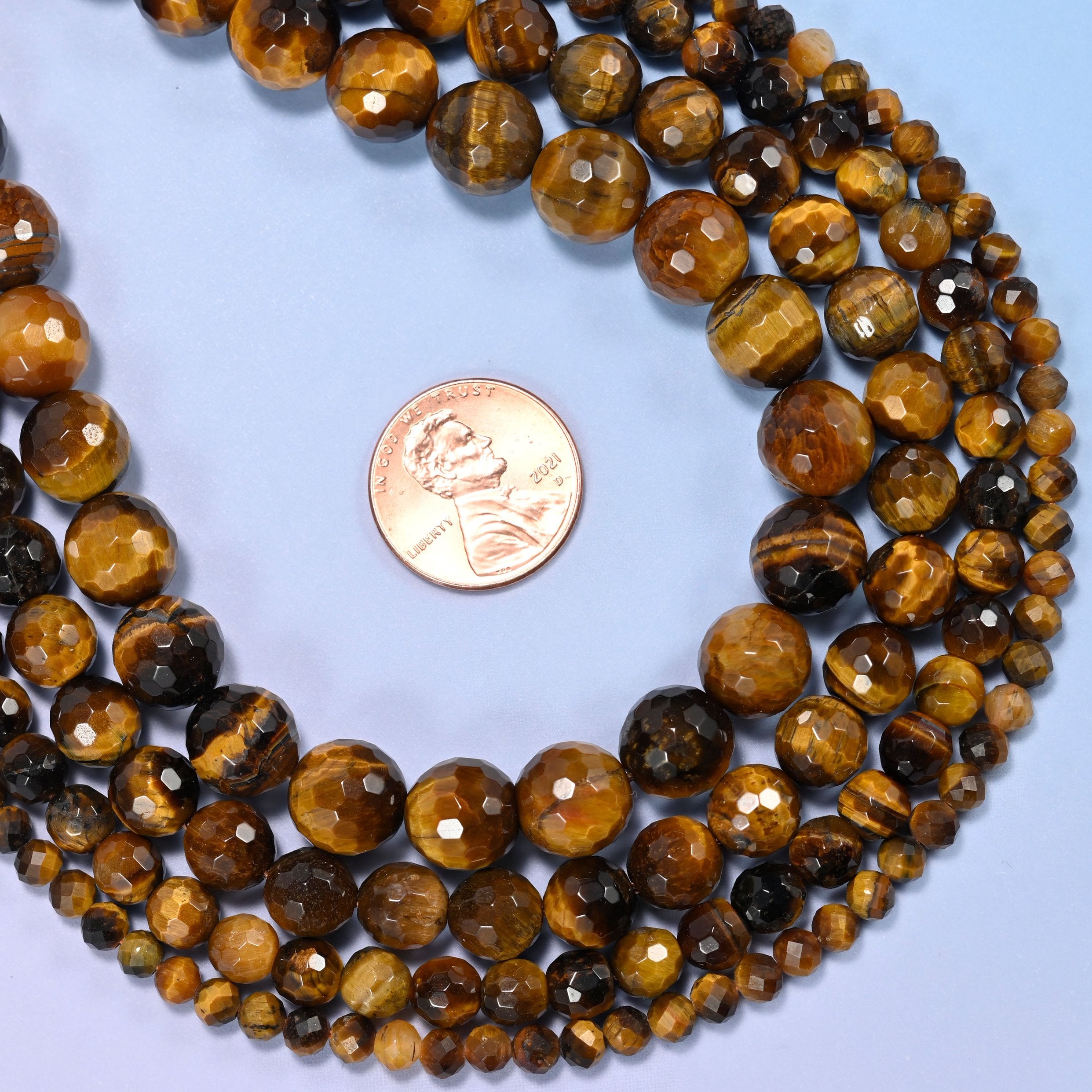 Tiger Eye Faceted Round Beads: Jewelry Making, 15 Inch Strand