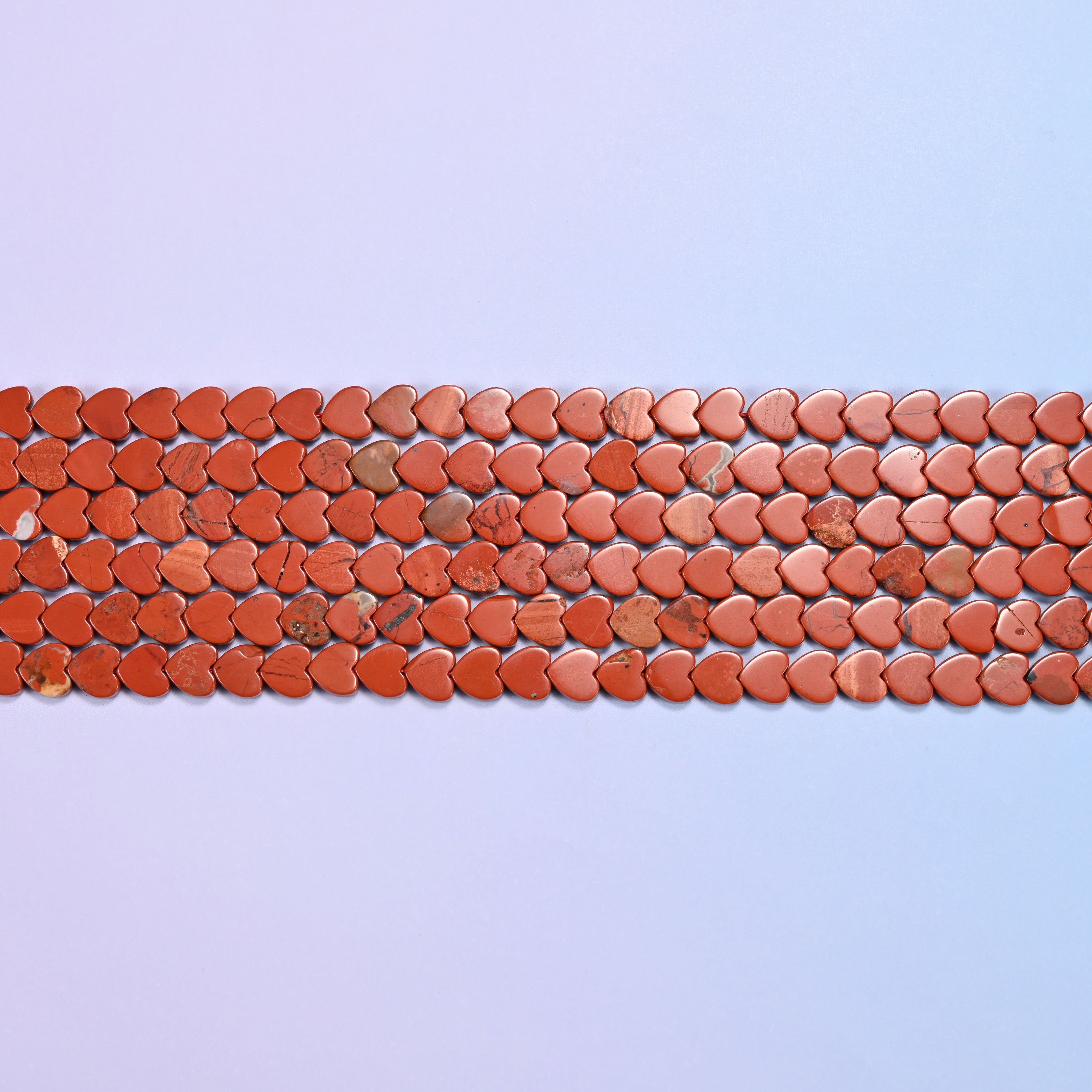 Red Jasper Flat Heart Beads: Size 6mm, Jewelry Making, 15 Inch Strand