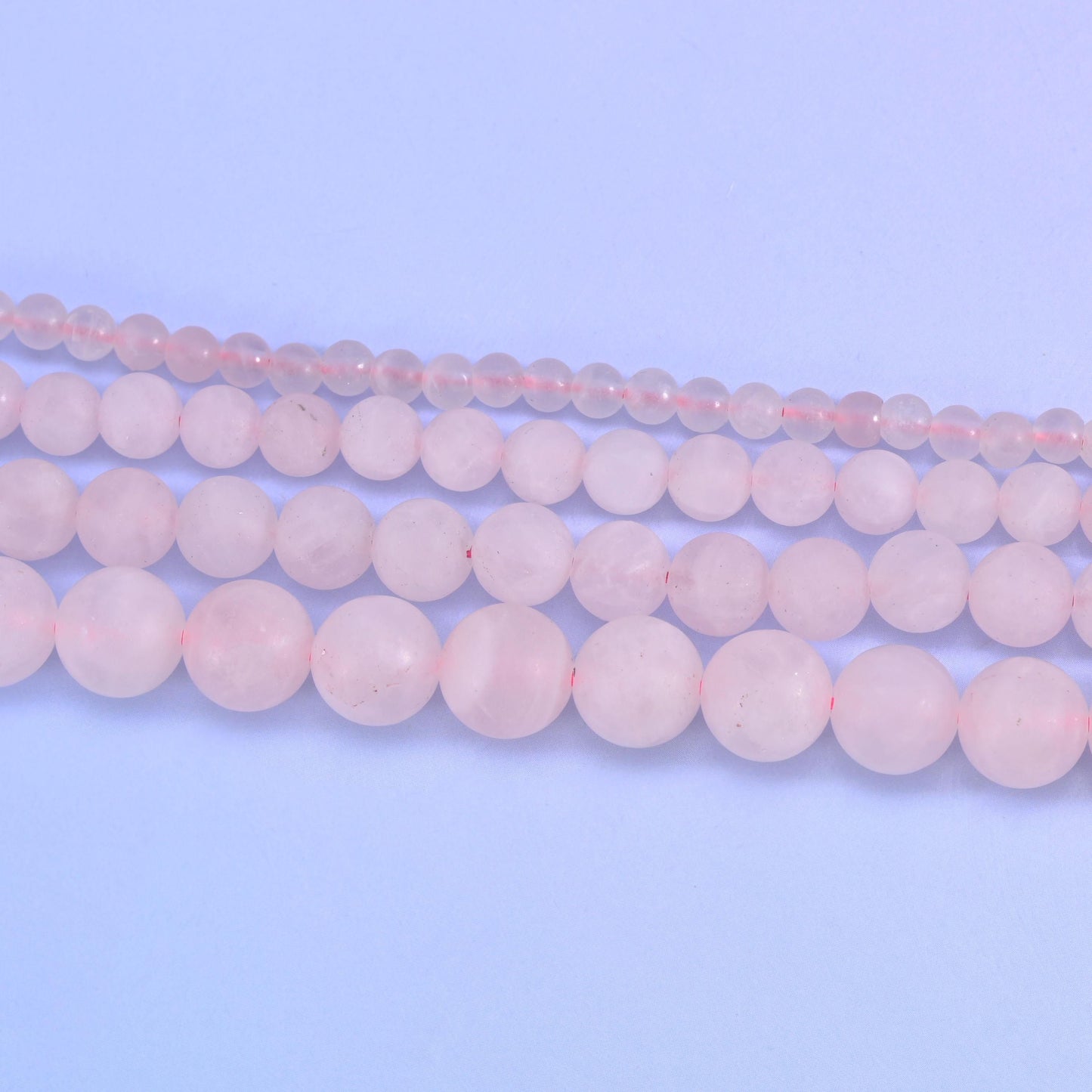 Rose quartz matte round beads, 15 inch strand