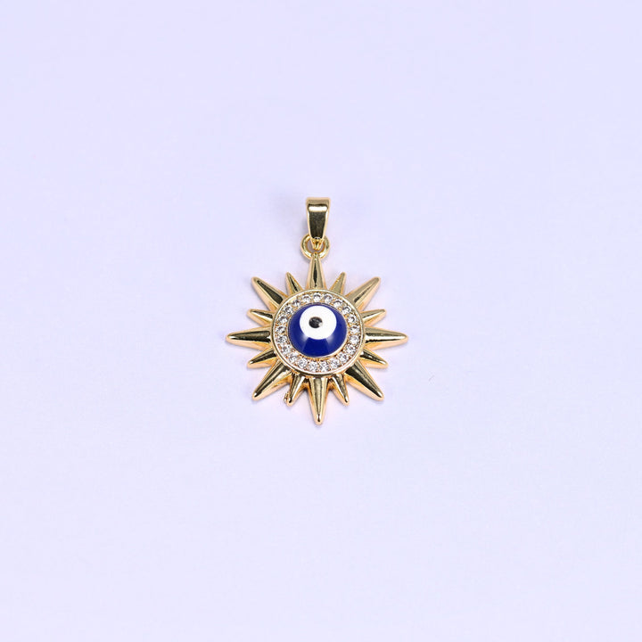 Evil Eye Sun Zircon Charms: DIY Pendants, Jewelry Making Supply