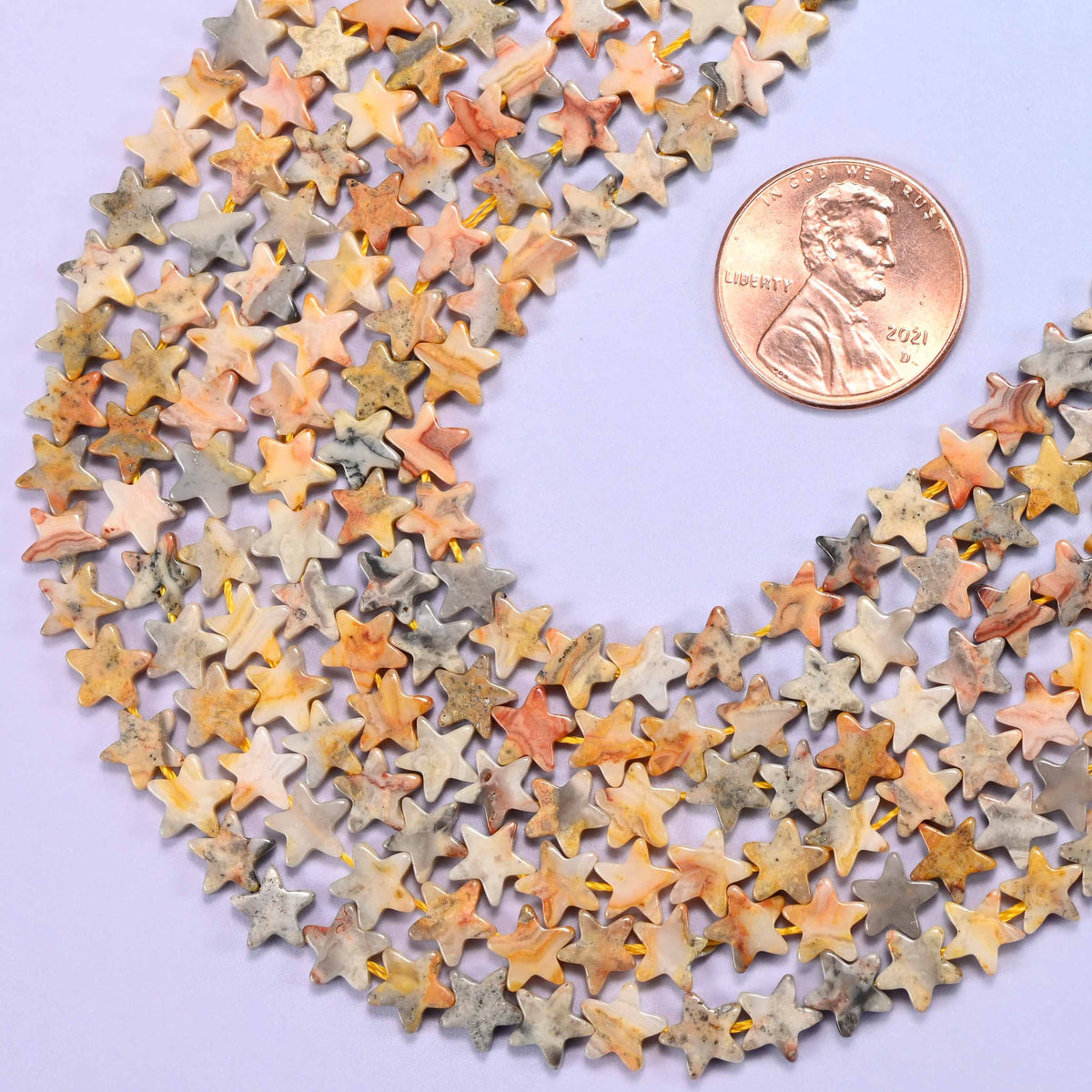 Flat star cut crazy agate beads